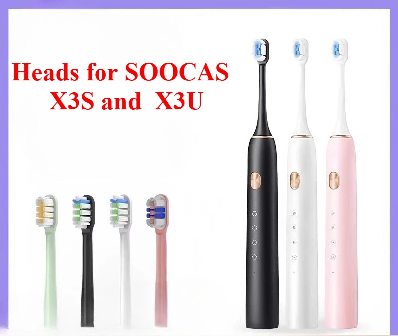 8PCS heads Compatible with SOOCAS X3S X3U electric toothbrush head X3S X3U replacement head Universal cleaning 2258 white black