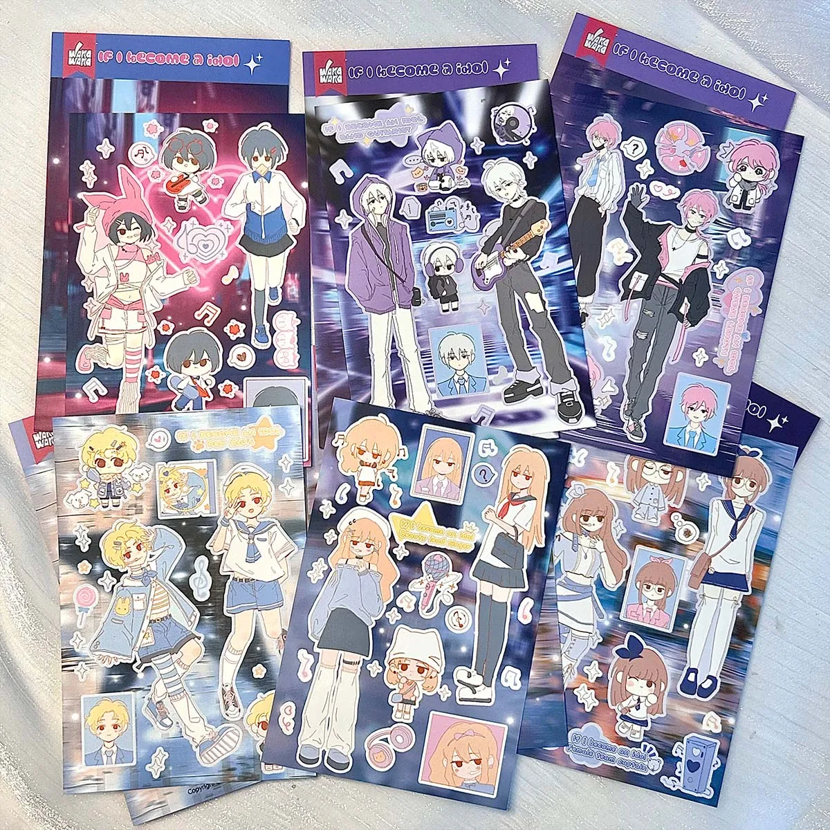 

WAKAWAKA Scrapbooking Stationery Stickers Diy Phone Luggage Laptop Decal Sticker Character Stickers If I Become an Idol