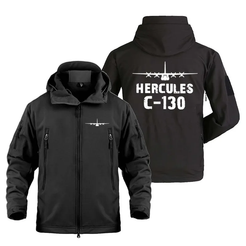 Hercules C-130 Aircraft Aviation Flight Pilots Outdoor Military Tactical Shark Skin Man Coats Fleece Warm SoftShell Jackets