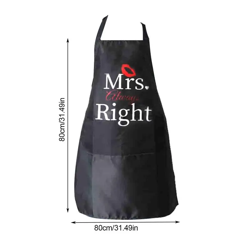 Funny Couple Aprons Kitchen Aprons Soft 2pcs Wear Resistant Waterdrop Resistant Non Fade Mr And Mrs Couple Aprons Set