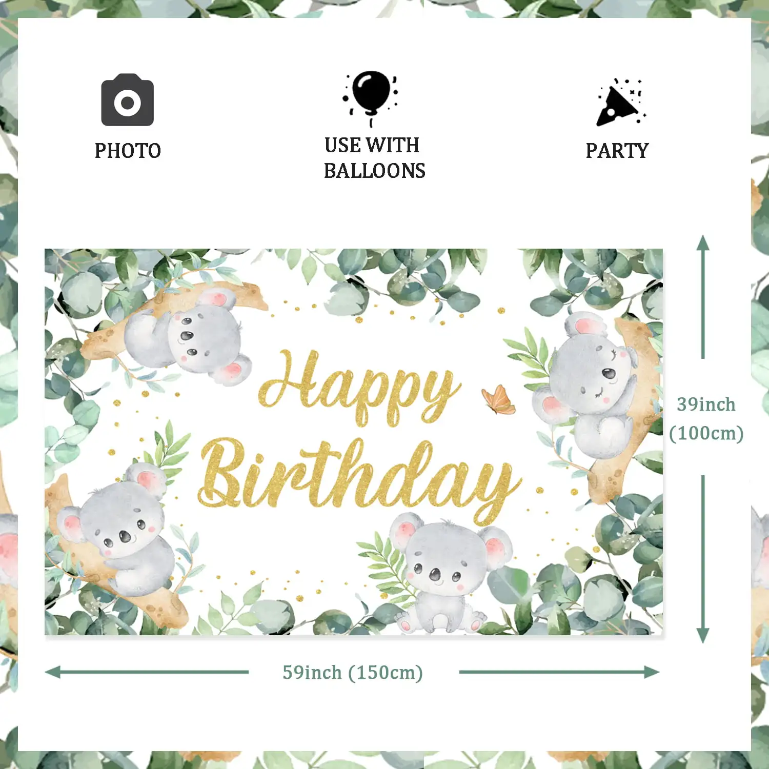 Koala compleanno sfondo decorazione della festa per ragazzi ragazze Koala Banner fotografia sfondo Koala tema forniture per feste di compleanno