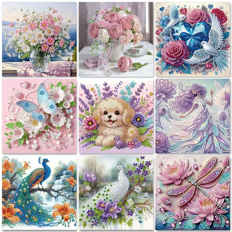 

DIY Beautiful flowers 5D Special Shape Diamond Art Kits for Beginners,Diamond Art Painting Kits for Home Wall Decoration Gift