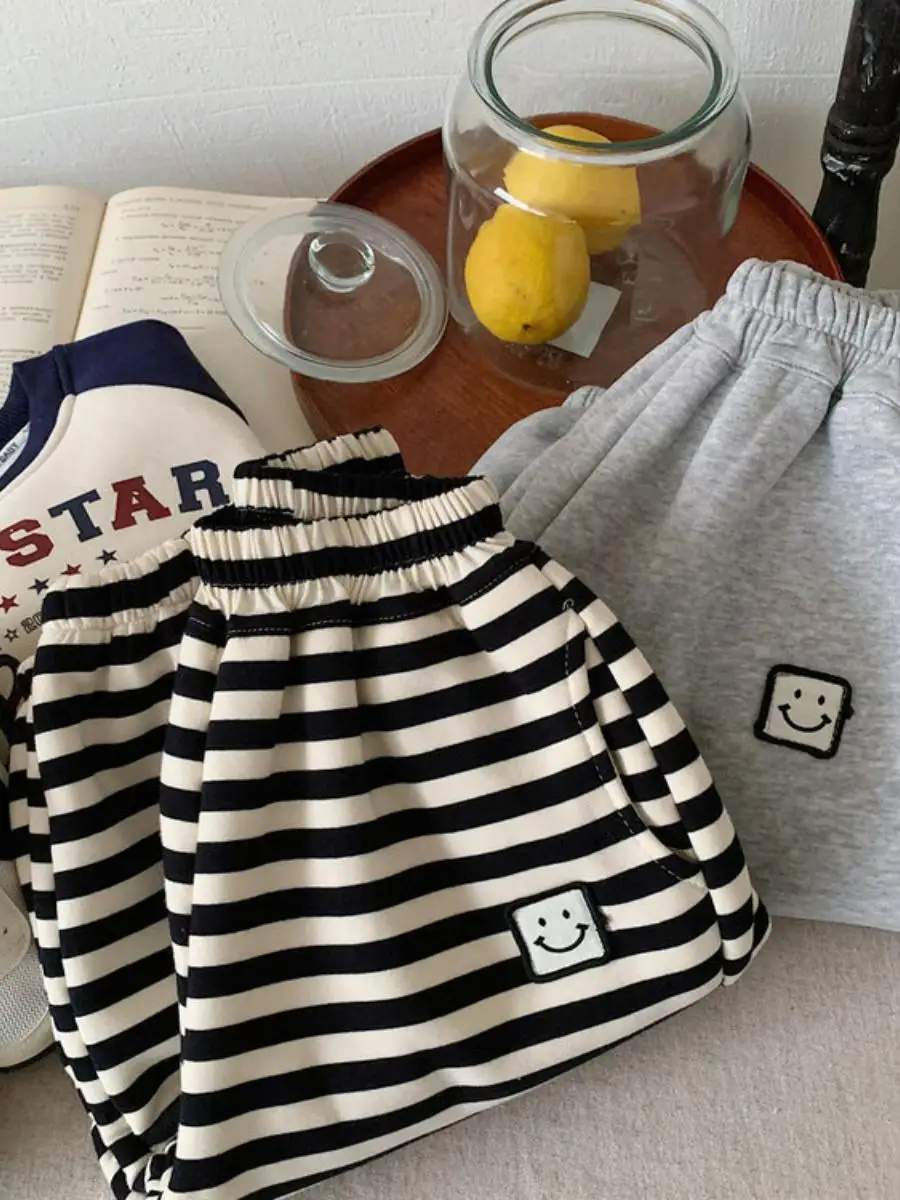 กางเกงเด็ก Thiened Fce สำหรับฤดูใบไม้ร่วงและฤดูหนาว  แฟชั่นลำลองสำหรับเด็กผู้หญิง กางเกงขายาวอุ่นสบายสำหรับฤดูหนาว กางเกงลำลองสำหรับเด็ก