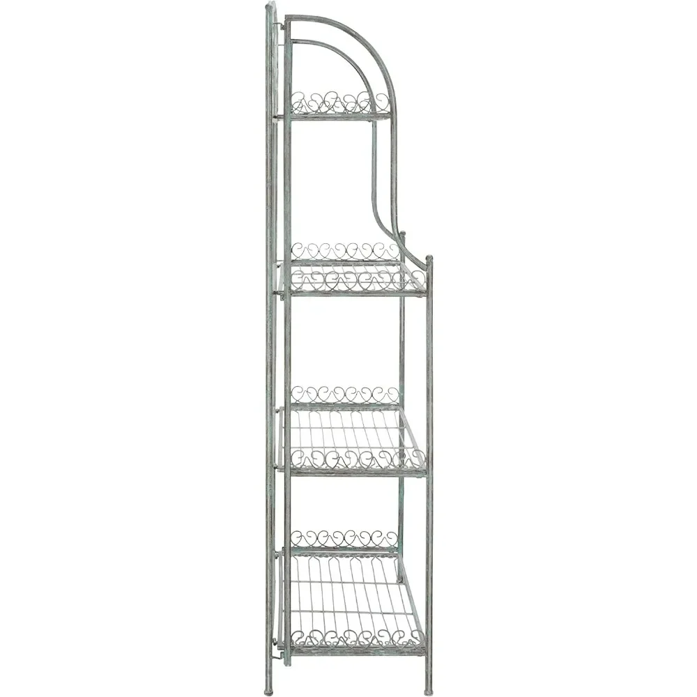 Outdoor Collection Antique Dark Green Wrought Iron 4-Tier Baker's Rack|