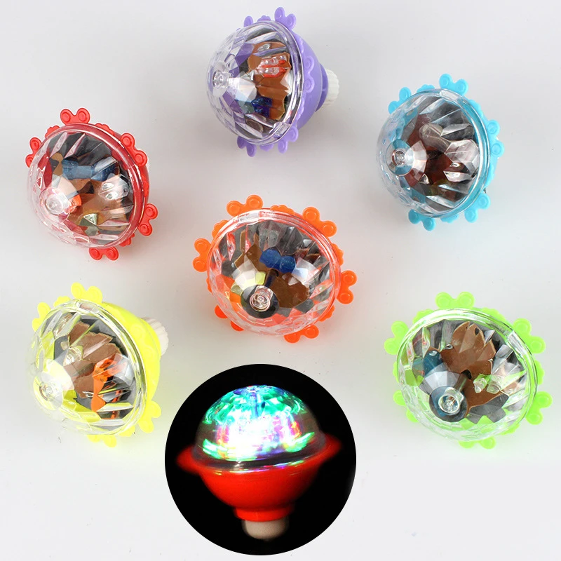 1 Pcs Novelty Funny New LED Luminous Friction Gyro Luminous Toys Creative Flower Gyro Luminous Toys Children's Birthday Gift