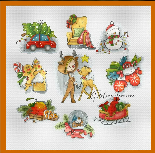 Christmas for Little Deer Girls High Quality Cross stitch Handmade Counted Canvas DIY Cross-stitch kits Embroidery