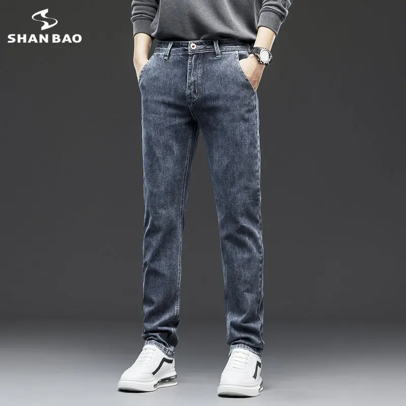 

Spring Summer Denim Jeans Men Straight Stretch Regular Jeans for Man Blue Gray Classic Vintage Mens Pant Big Size 28-38 40