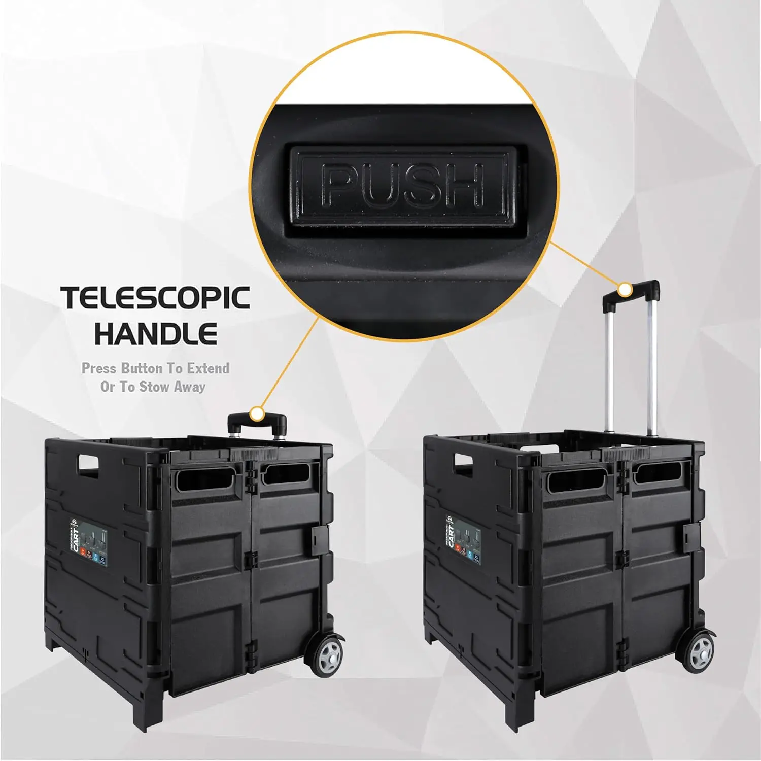 حامل أدوات محمول بمقبض تصغير، 80 رطل. السعة، أسود - سهل النقل للأحمال الثقيلة