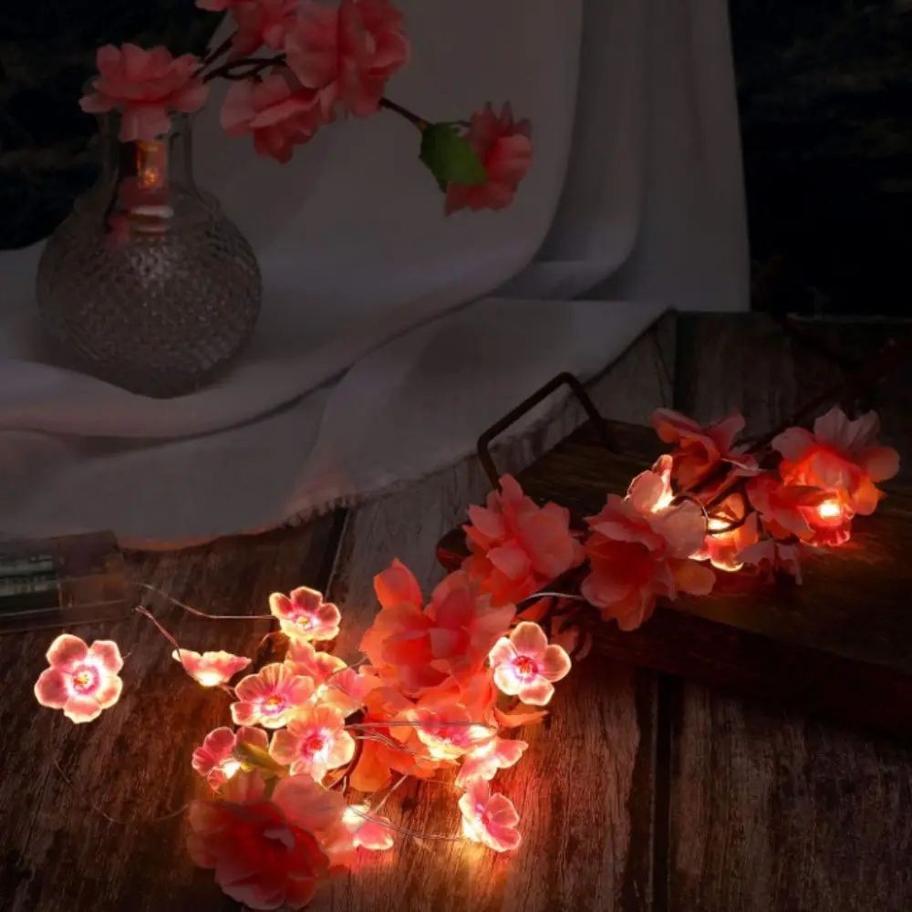 

Waterproof Cherry Blossom Fairy Lights 1M/2M Crystal Flowers Flower Garland Lamp Decorations 20/10LEDS Pink Flower String Lamps