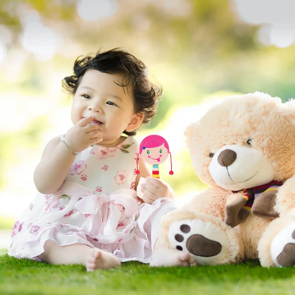 2 Pezzi di Giocattoli Musicali in Legno a Forma di Cartone Animato per Neonati, Stimolazione Sensoriale Portatile