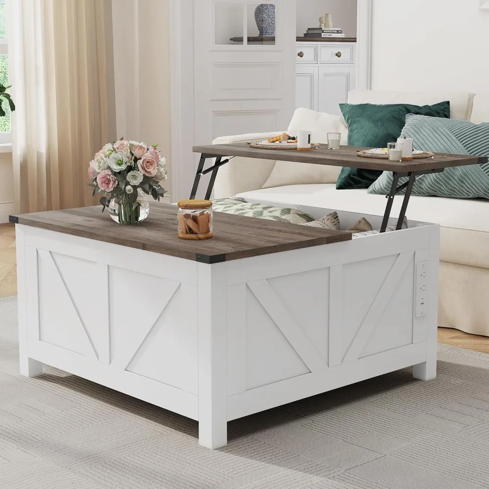 

35 Lift Top Coffee Table with Storage, Wooden Coffee Tables for Living Room, Farmhouse Coffee Table with Large Hidden Storage Co