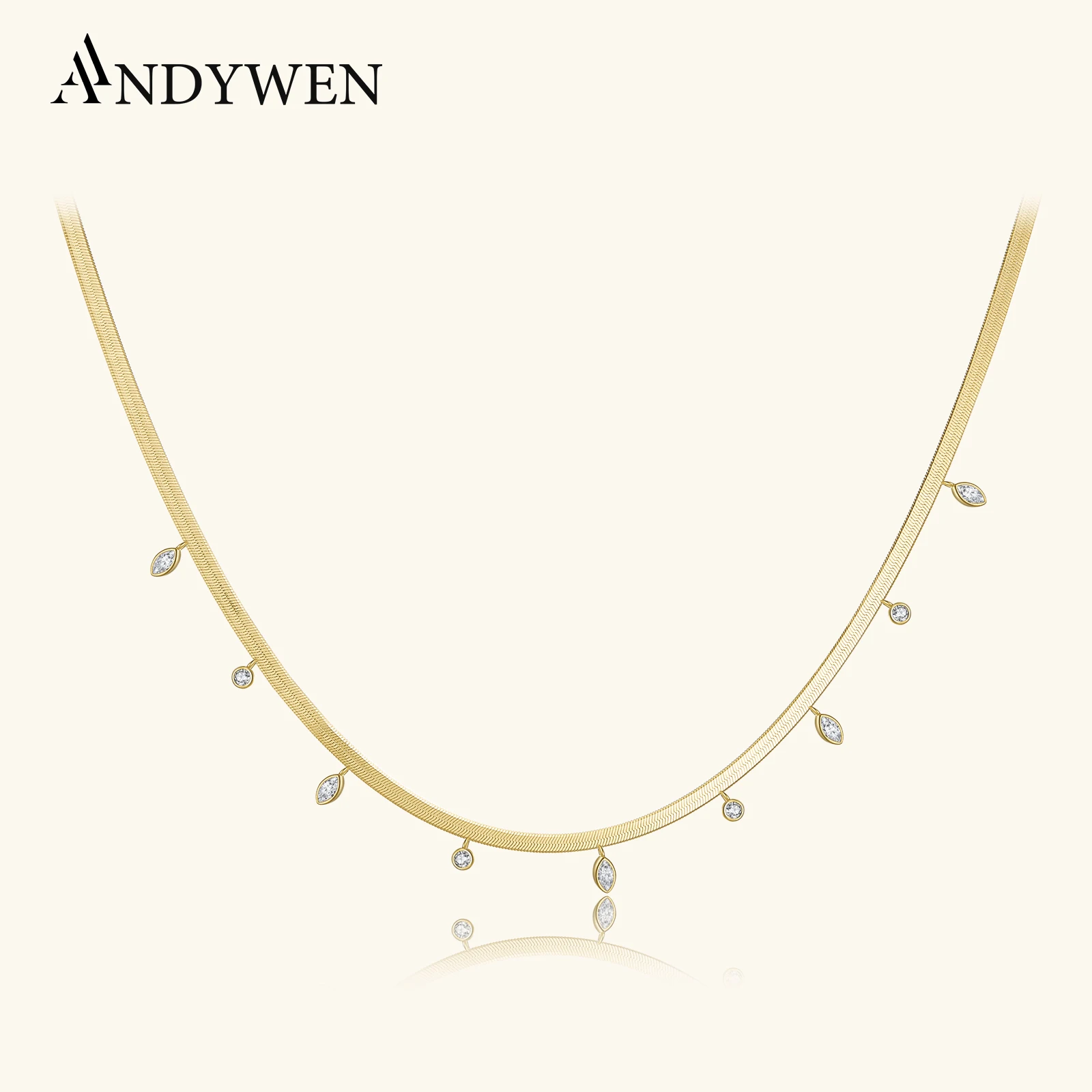 

Ожерелье ANDYWEN из стерлингового серебра 925 пробы, колье, 2021 овал, кристалл из циркония, роскошные модные украшения, рок, панк, вечерние