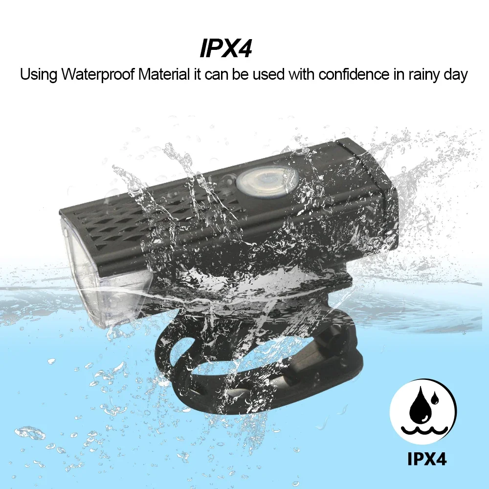 طقم مصابيح أمامية للدراجة قابلة لإعادة الشحن USB مع ضوء خلفي ، ملحقات دراجة ، سهلة التركيب ، 3 أوضاع