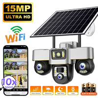 15MP Solar WIFI Cameras Outdoor 3 in 1 PTZ Lens Battery Surveillance Support Night Vision V380 PRO 10X Zoom Security Cameras
