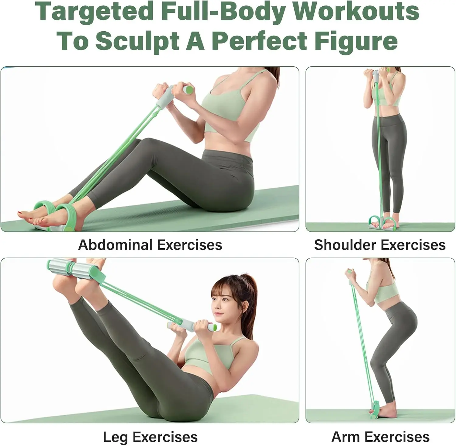 6 Tubes Natural Rubber Pedal Resistance Bands with Handles Multifunctional Yoga Pedal Puller Elastic Tension Rope Full Body Slimming Stretching Trainer Fitness Exercise Equipment for Abdomen Waist Arm Leg Home Gym Yoga Workout Accessories