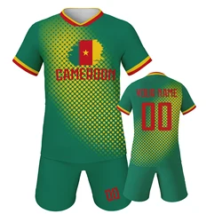 Personalized Kids Soccer Jersey Cameroon National Jersey Boys Girls Youth Team Training Uniform Custom Name Number Shirt Shorts