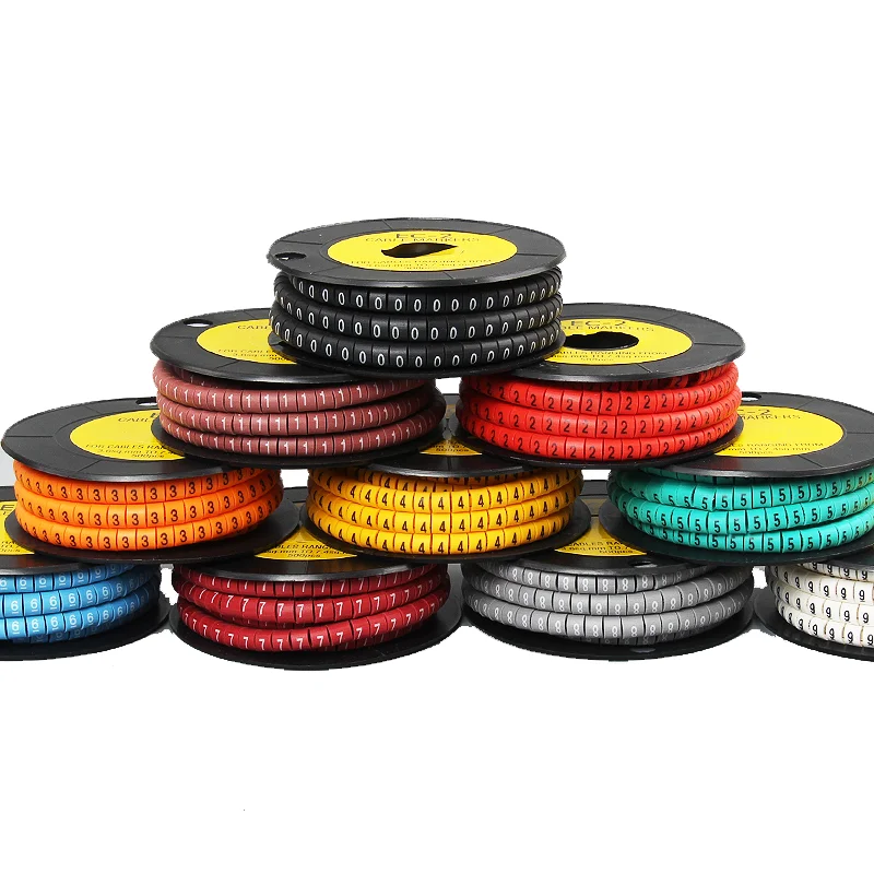 1000PCS EC-0/1/2/3 Cable Wire Markers 0-9 A-Z Colored Numbers Letters for 0.75-35mm² Cable
