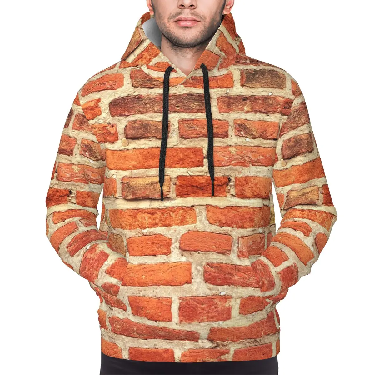 

Толстовки с красной кирпичной стеной, пуловер в стиле хип-хоп, осень-зима, мужские и женские толстовки, топы с длинными рукавами