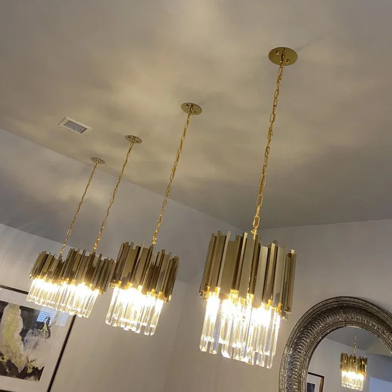 الحديثة كريستال الثريا لغرفة المعيشة الفاخرة الطعام غرفة نوم الذهب الفولاذ المقاوم للصدأ تركيب المصابيح ديكور المنزل LED مصباح
