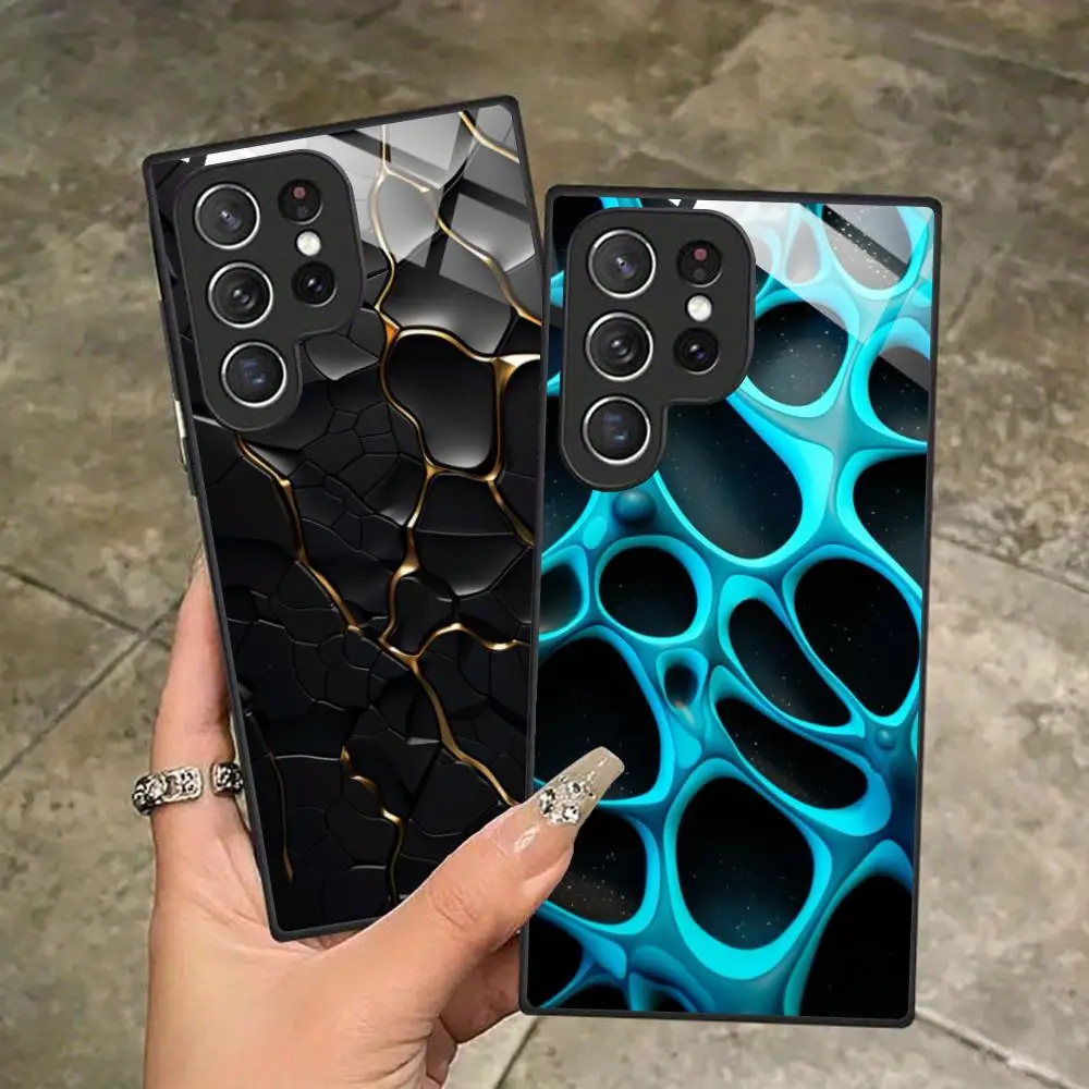 Technology Texture Beehive Phone Case for Samsung Galaxy S26 S25 S24 S23 S22 S21 S20 Note20 Plus FE Ultra Glass Protective Cover