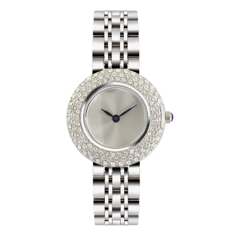 Orologio al quarzo da donna Orologio di lusso moda semplice diamante Vintage Black Sliver nuovo Orologio da polso da donna Reloj in acciaio