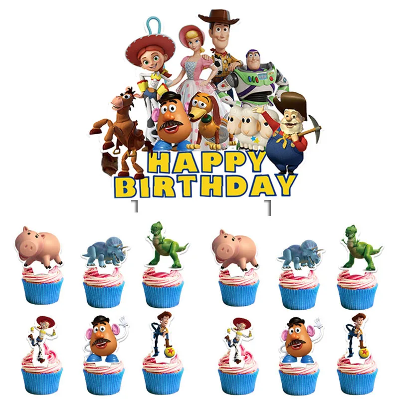 13/25 Uds Toy Story pastel Toppers Buzz Lightyear decoraciones de cumpleaños fiesta Cupcake Topper para niños Baby Shower regalos de fiesta