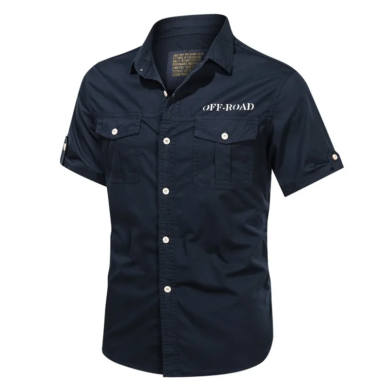 

2023 New Summer Men's Short sleeved Shirts Pure Cotton Casual Large Workwear Half Sleeve Shirts