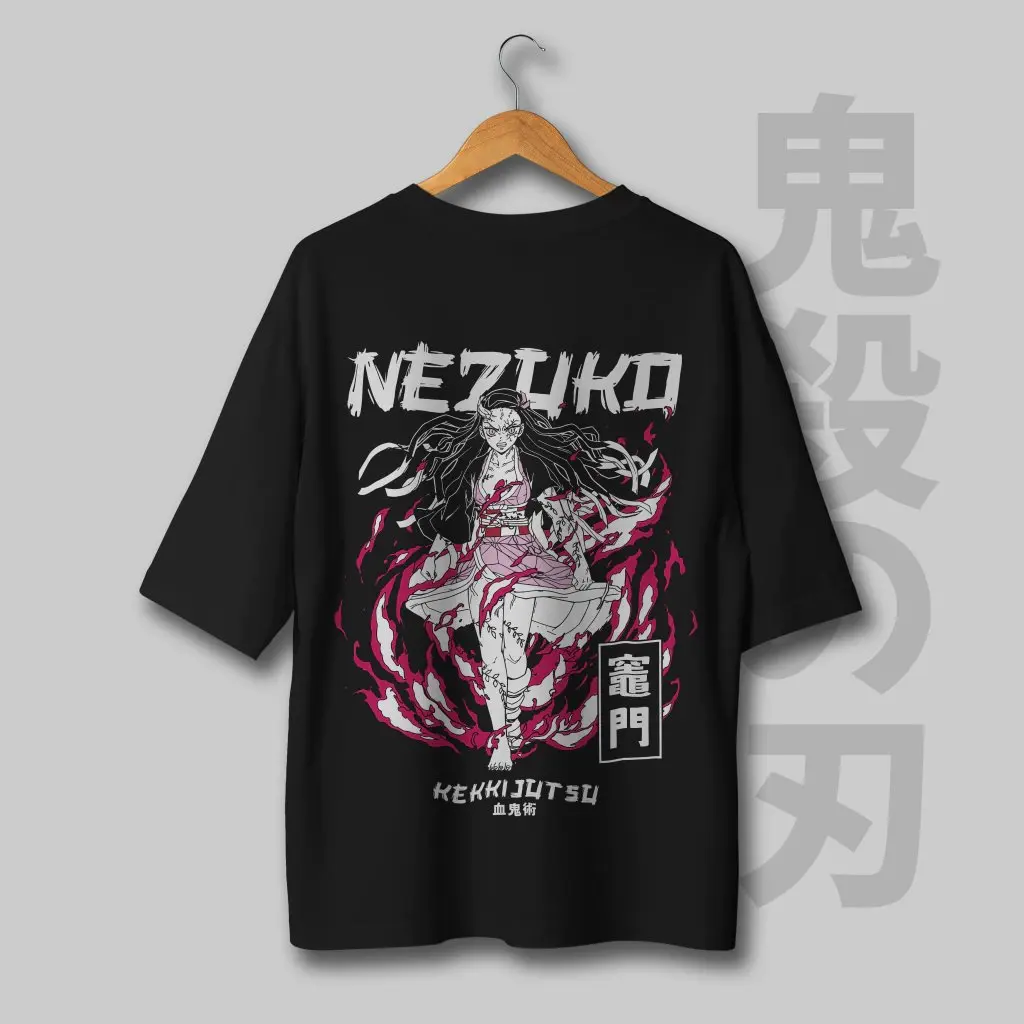Demon Slayer Kamado Nezuko T-shirt graphique hommes femmes coton à manches courtes t-shirt surdimensionné décontracté hauts été Streetwear Cosplay Y2k
