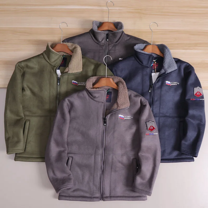 

Men's Loose Fit Fce Lined Thiened Double Layer Cosite Jaet Autumn Winter Outdoor Sle Polyester Long Sve Zipper