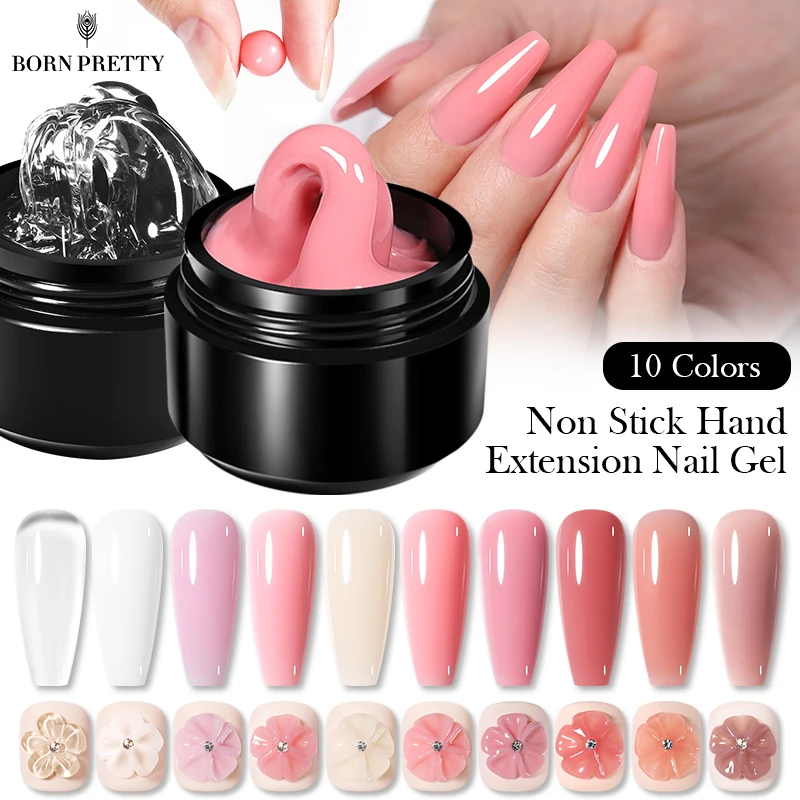 BORN PRETTY Non Stick Hand Solid Extension Nail Gel 15ml For Fake Nails Extend Clear Nude Vernis Semi Permanent Acrylic Gel