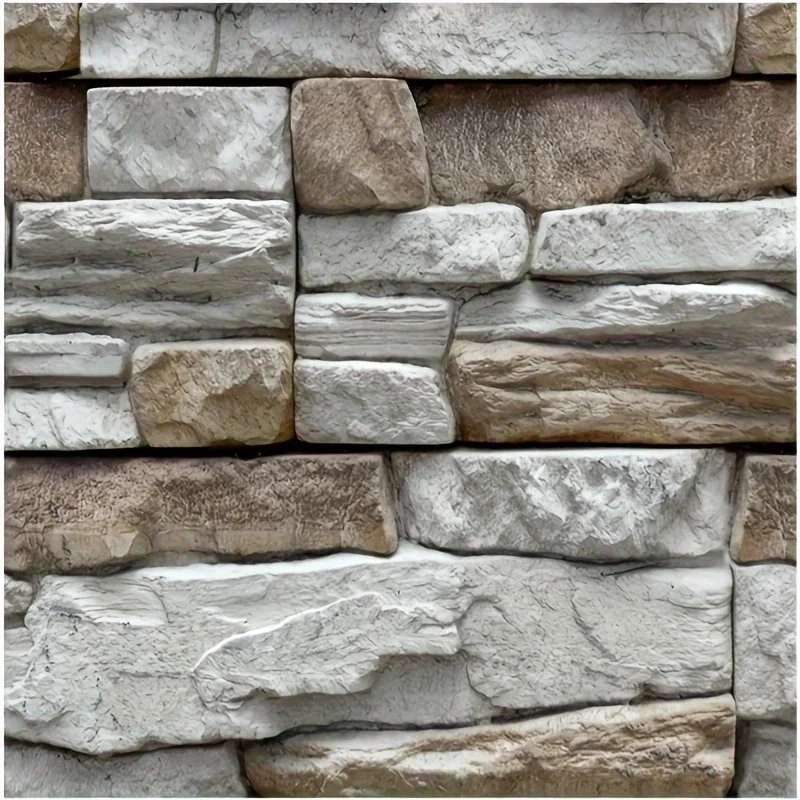 3D Rustic Stone Wall Panels - Wall Stickers Water And Mold Resistant Peel And Stick Kitchen Backsplash, Bathroom