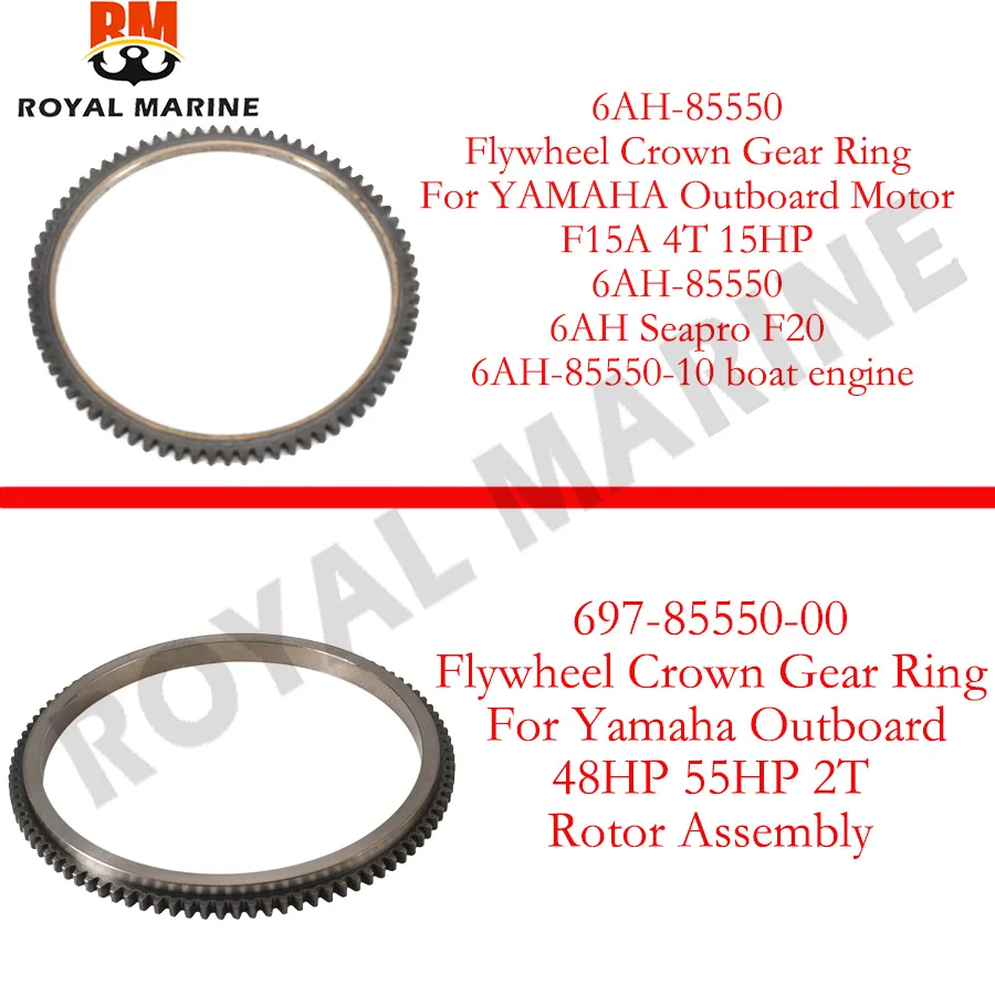 6AH-85550-10 697-85550-00 Flywheel Crown Gear Ring For Yamaha Outboard 2T 55HP 4T F9.9-20 6AH-85550 697-85550 697-85550-00-00