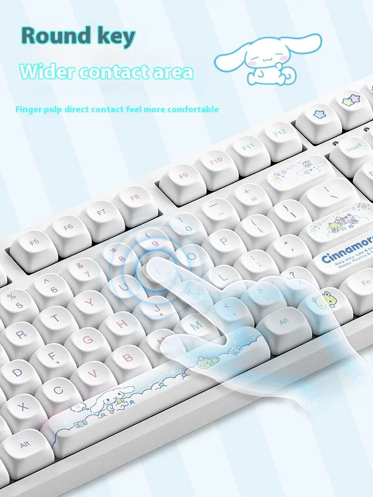 Imagem -02 - Akko Cinnamoroll Teclado com Fio Mecânico Teclado de Jogos dos Desenhos Animados Hot Swap Presente para Meninas Computador de Escritório 3087