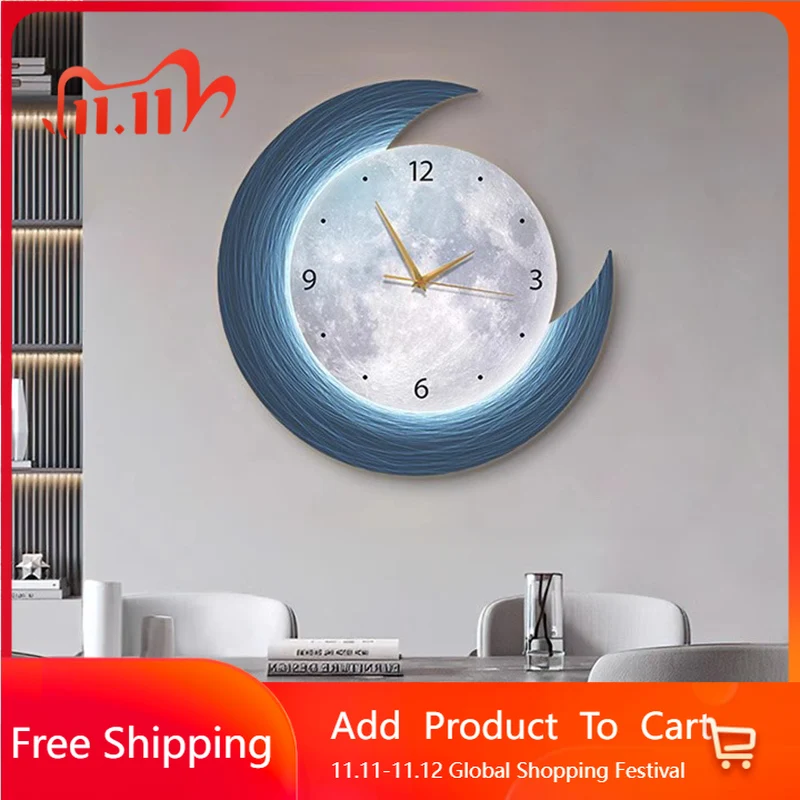 

Круглые модные настенные часы, креативные минималистичные скандинавские настенные часы для ресторана, роскошные светодиодные часы для кухни Orologio Da Parete, украшение для дома