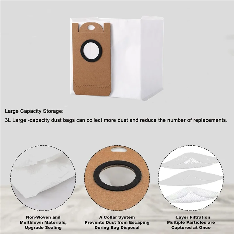 -A89Z 10 Pack Replacement Dust Bags For Airzeen Q6 SE/Honiture Q6/Q6 SE Ihome Autovac Vacuum Cleaner Accessories