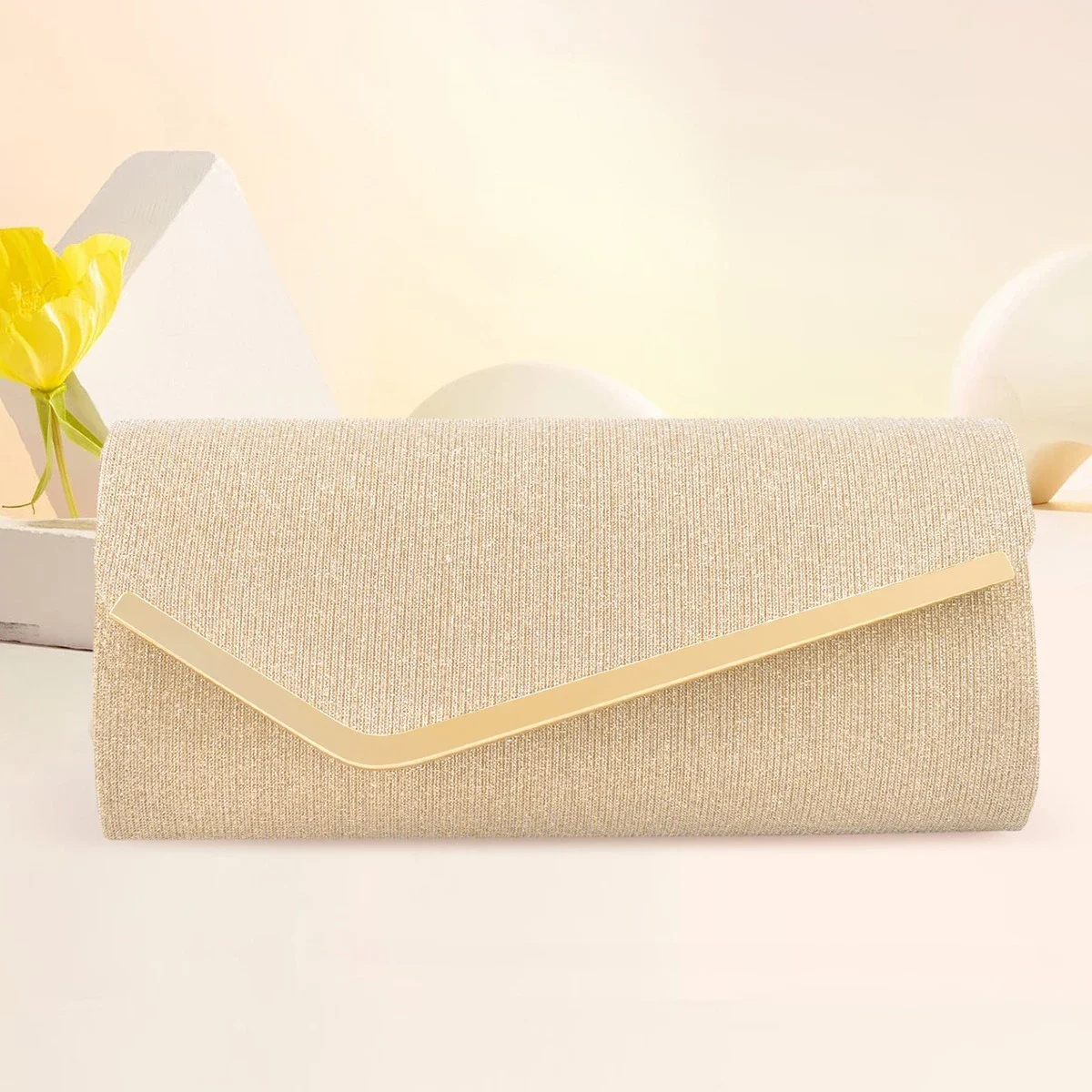 Modische Clutch-Tasche, Neue Vielseitige Kosmetiktasche für Damen-Hochzeiten, Rundbodige Metall-Klapptasche für Abendveranstaltungen – Detail 2