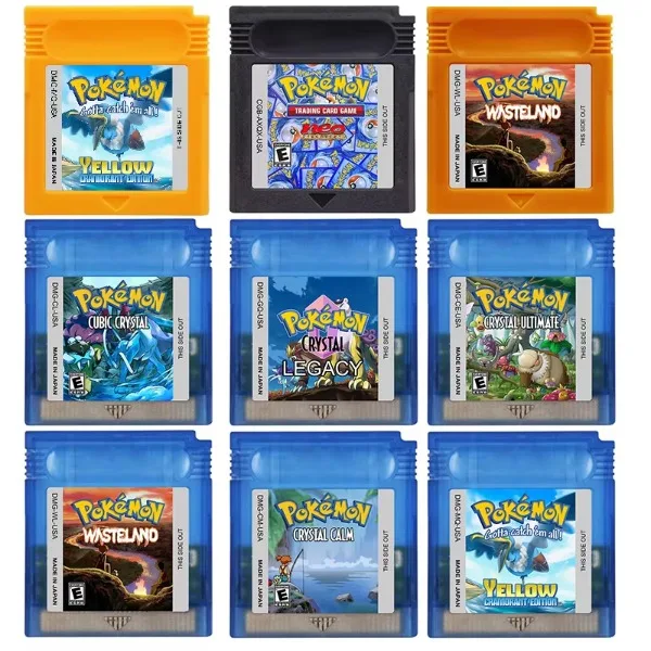 

GBC Game Cartridge Pokemon Crystal Legacy TCG Neo Wasteland Yellow Cramorant English Language 16 Bit Video Game Console Card