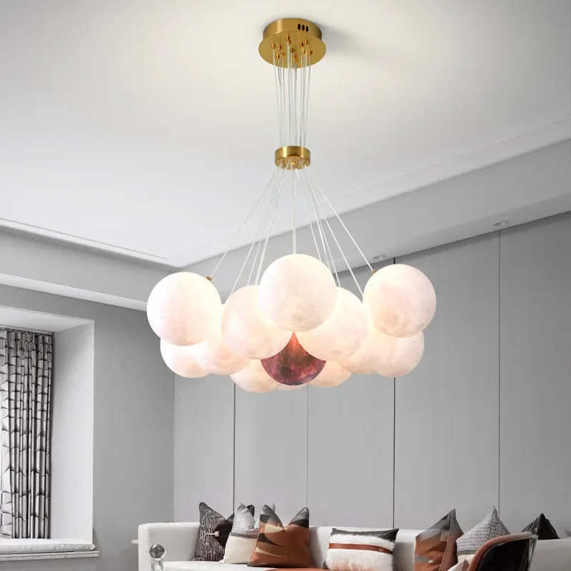 Bubble Chandelier Living Room Magic Bean Chandelier Bedroom Designer's Creative Atmosphere Planet Chandelier Moon Pendant Light