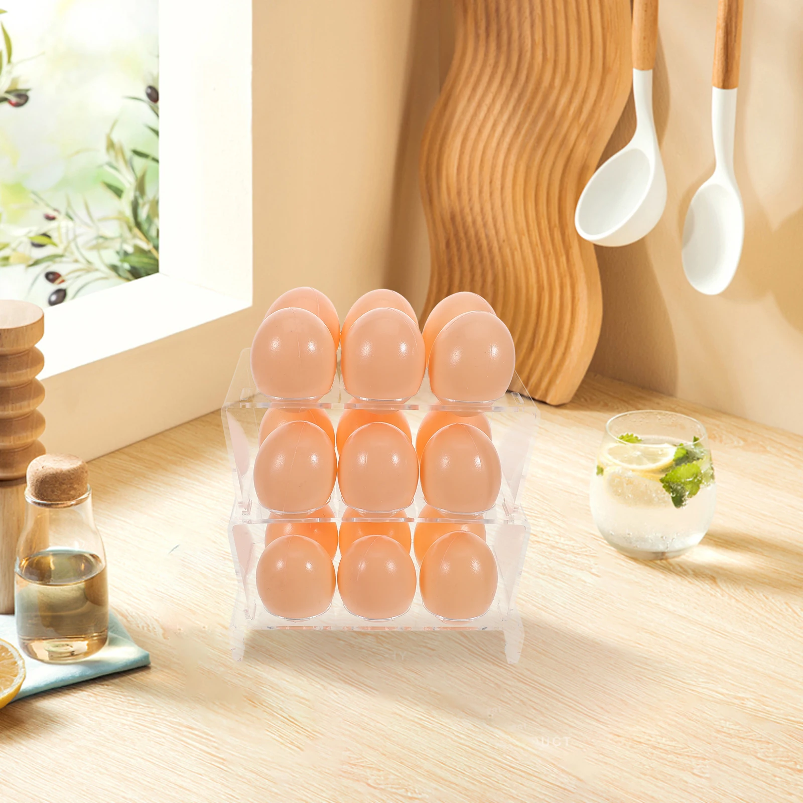

3 Layers Clear Acrylic Egg Storage Rack Fridge Organizer Tray Holder Container Dispenser Kitchen Counter Compartment