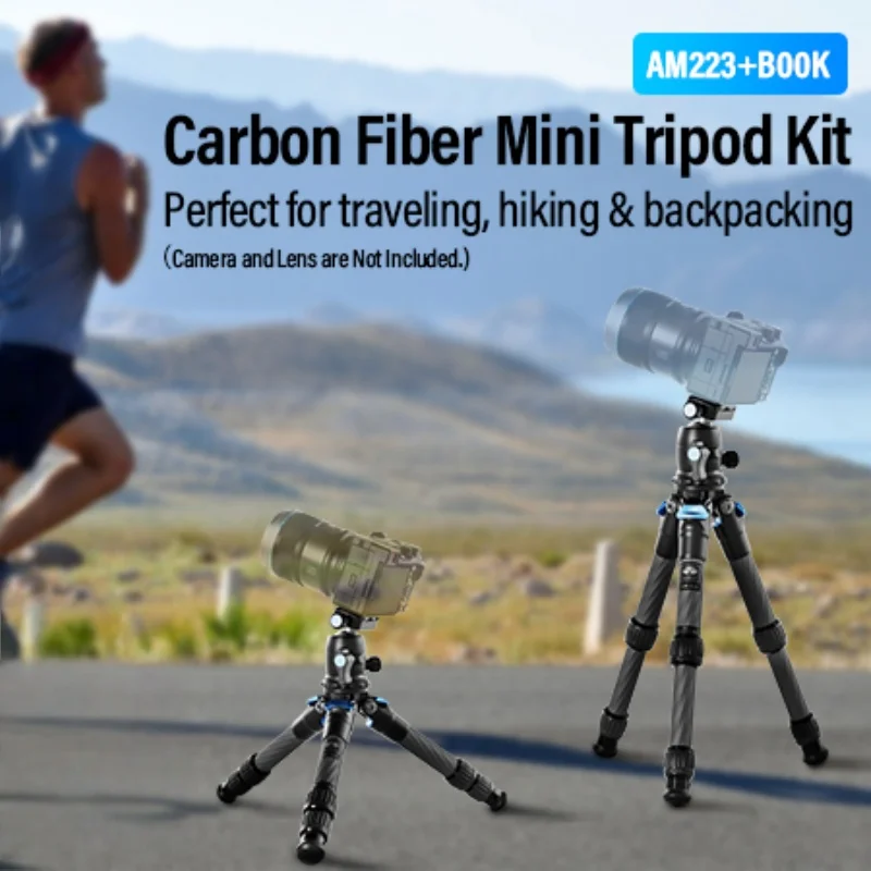 

SIRUI Portable Tripod Carbon Fiber Travel Tripod with 360° Ball head Mini Tabletop Tripod For Mirrorless Cameras AM-223+B00K
