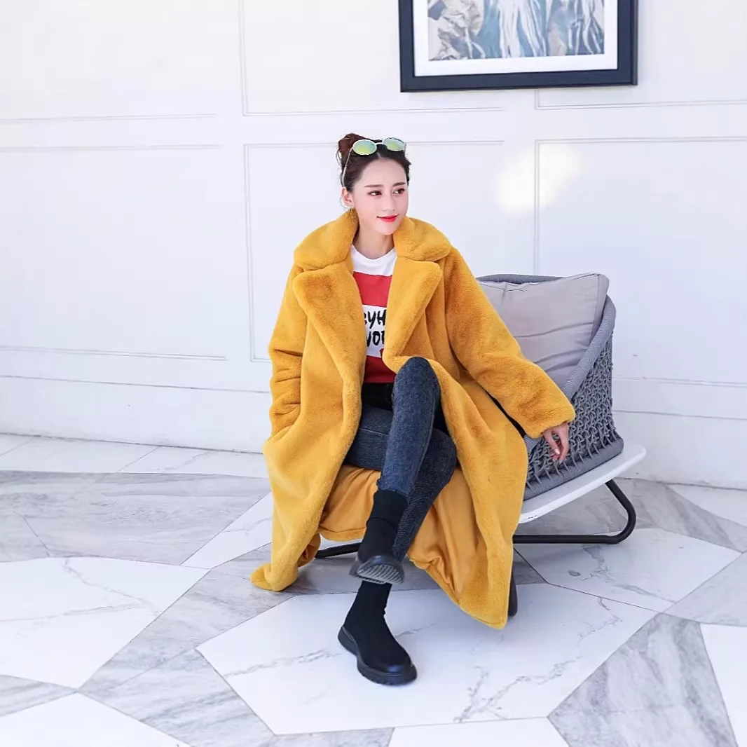 2026 Fur Coat, Lady Cloth Long, Plus. Size. Women's Clothing, Imitation Rabbit. Fur Coat, Warm Winter Fur Coat Elegant Bandage F - view 2