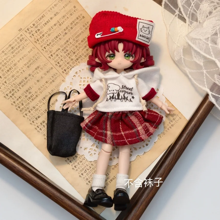 1/8 1/12 Sweet And Cute Pink Rabbit Knitted Headpiece+ Vest + Denim Skirt 22 Styles Fashion Clothes Set For OB11 Doll 11-17 Cm view 2