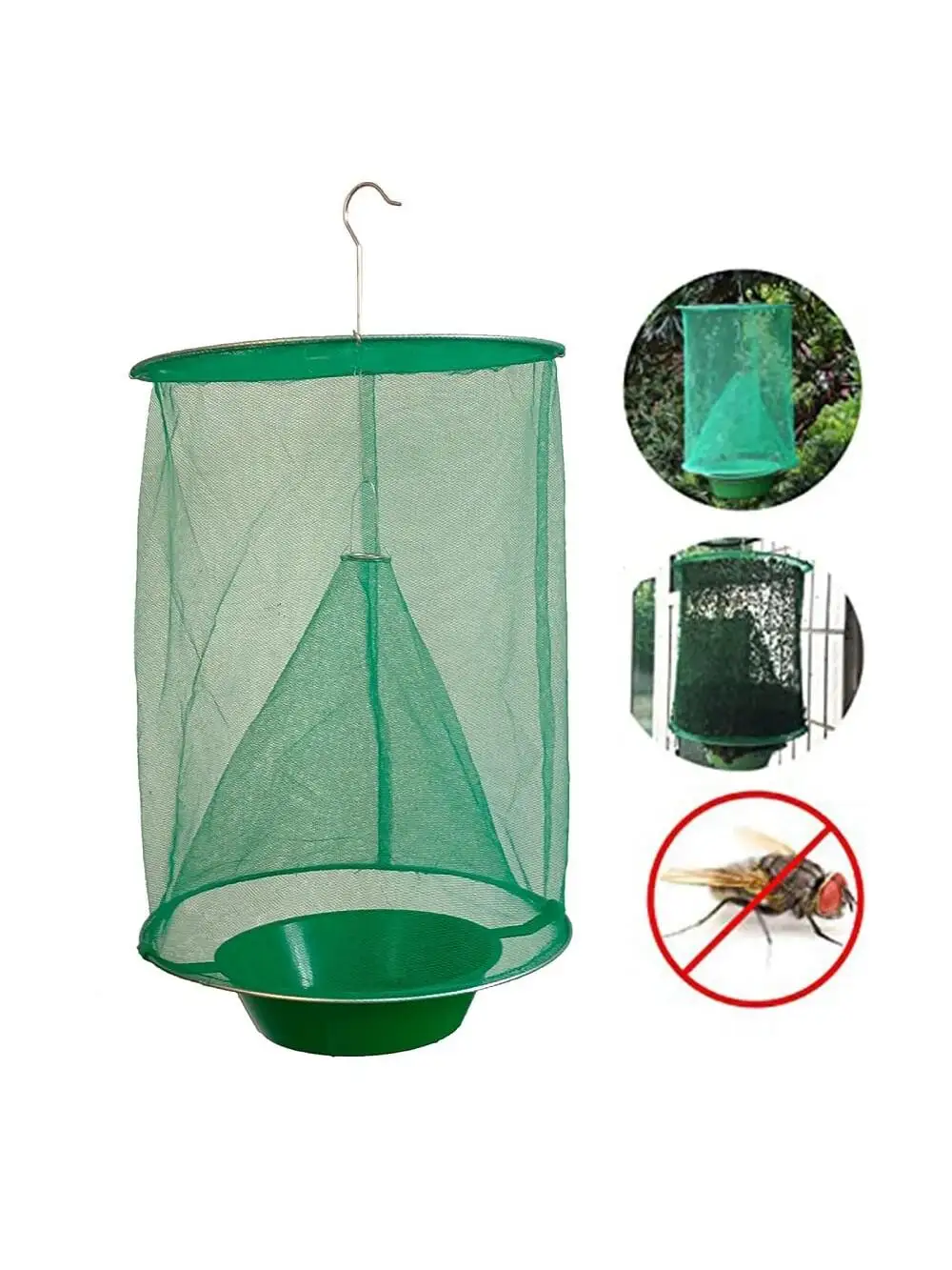 

1Pc Fly Catcher Hanging Fly Catching Cage Fly Trap Flytrap Foldable Flies Trap Cage with Pot for Garden Ranch Orchard