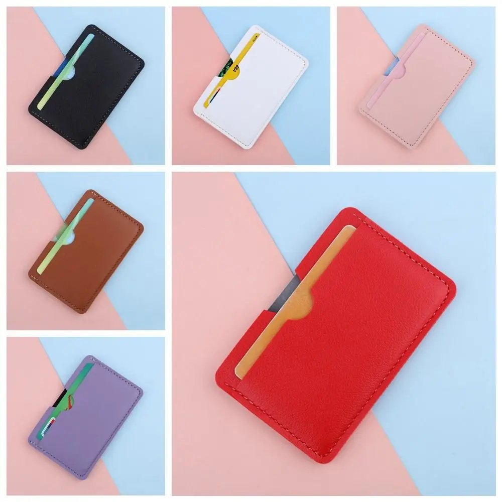 Dompet Mini kulit PU pria, dompet Mini warna polos, tempat kartu gaya Korea, dompet kartu tipis modis