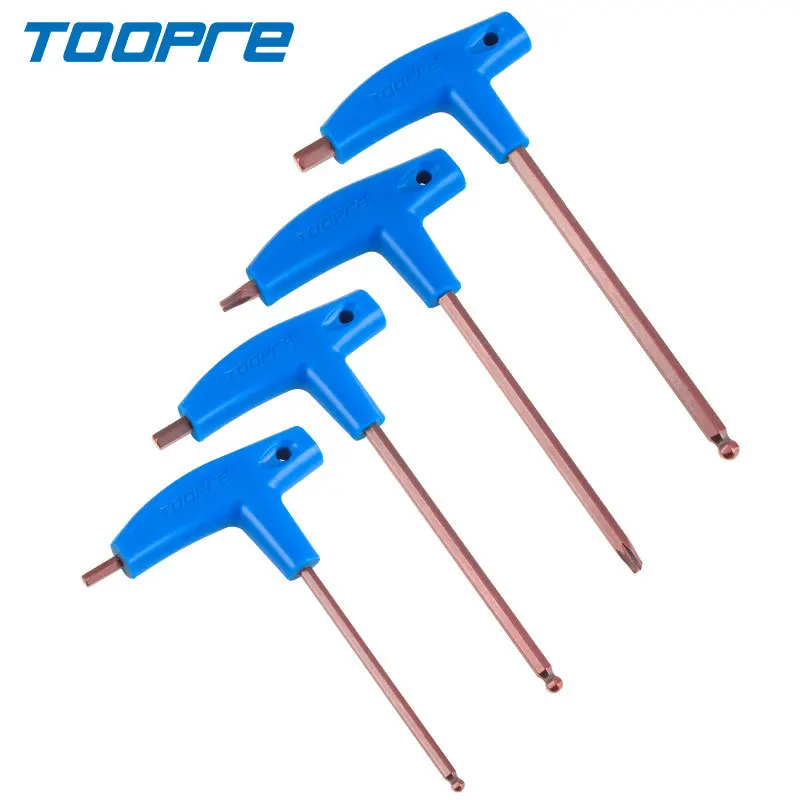 T25 3/4/5/6 مللي متر الدراجة ألين مفتاح الربط T-شكل تمديد مقبض بلاستيكي مع نهايات مزدوجة دراجة أدوات إصلاح متعددة الوظائف