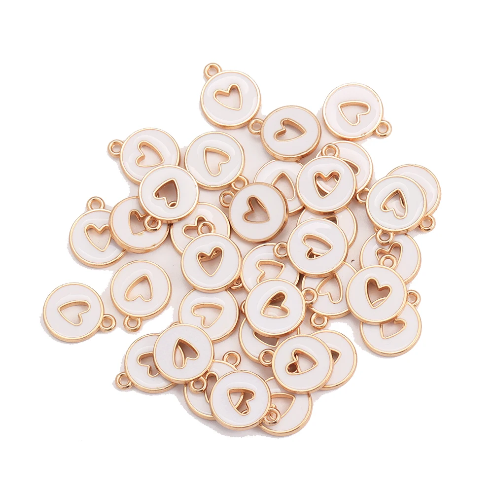 10Pcs Sweet Love Heart Letter Star Enamel Mini Charm Plated Gold Alloy Pendant For DIY Earring Bracelet Jewelry Making Ornament