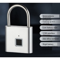 Smart Fingerprint Padlock Waterproof Fingerprint Keyless Door Lock Type C Rechargeable Security Padlock for House