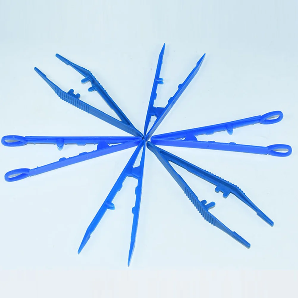 20 Pcs Plastic Tweezers Flat Tip Delicate for Tools Craft Short Hair Multiple Jewelry Making Kids