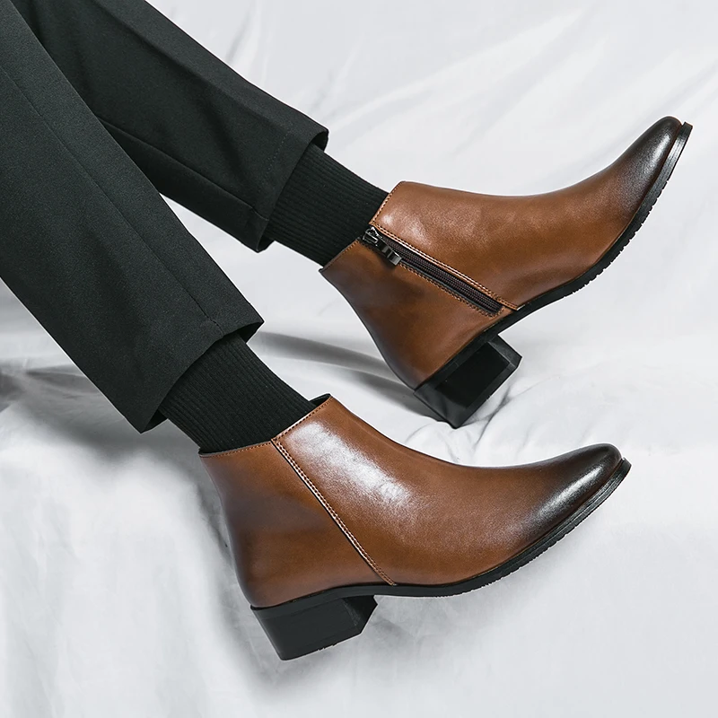 MAEDEF nowe męskie buty wysokiej jakości marka Retro wygodne skórzane wodoodporne botki 2024 modne czarne brązowe męskie buty — zdjęcie 6