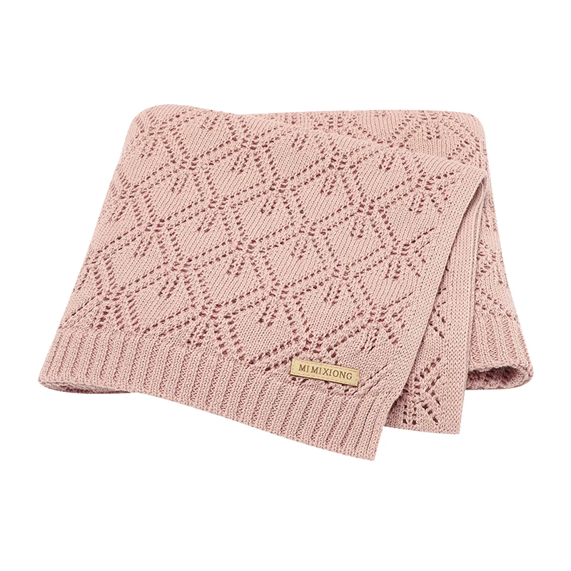 

Baby Blankets Super Soft Cotton Knitted Newborn Infant Boys Girls Lightweight Crib Cellular Toddler Throw Receiving Mats 90*70cm